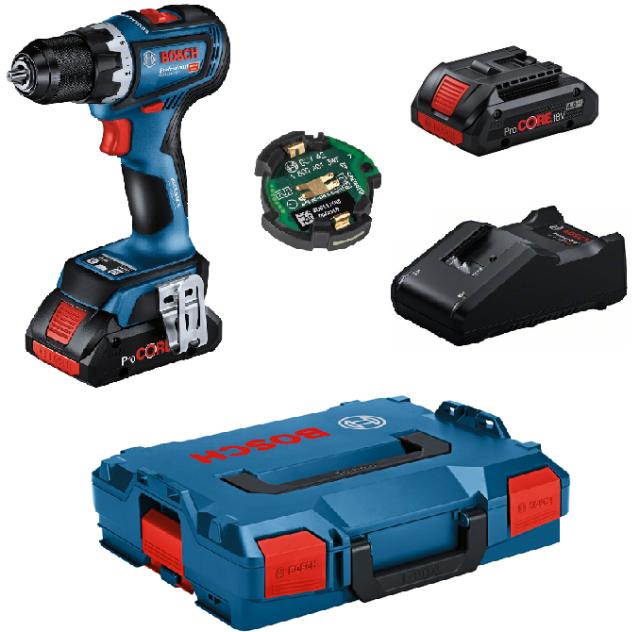Aku vrtací šroubovák BOSCH GSR 18V-90 C v kufru L-BOXX 2x akumulátor a BT modul