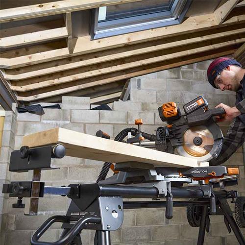 Pokosová AKU stolová pila EVOLUTION R255SMS-DB-Li + 2x 5Ah baterie a nabíječka