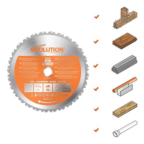 Pokosová AKU stolová pila EVOLUTION R255SMS-DB-Li + 2x 5Ah baterie a nabíječka