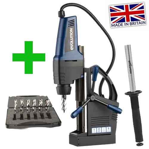 Magnetická vrtačka EVO MAG42 se sadou 6ks jádrových vrtáků a EVO Cyclone